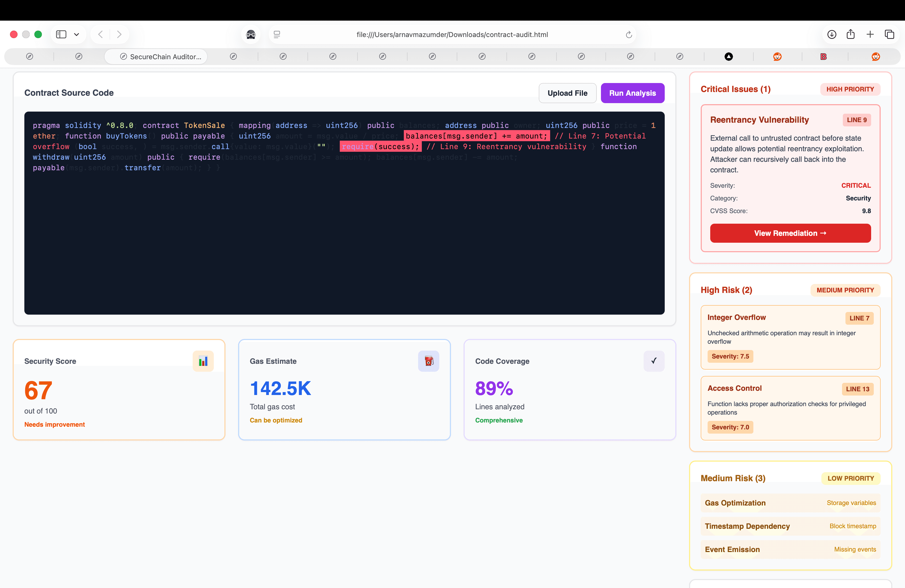 ContractGuard - Smart Contract Security Analyzer
